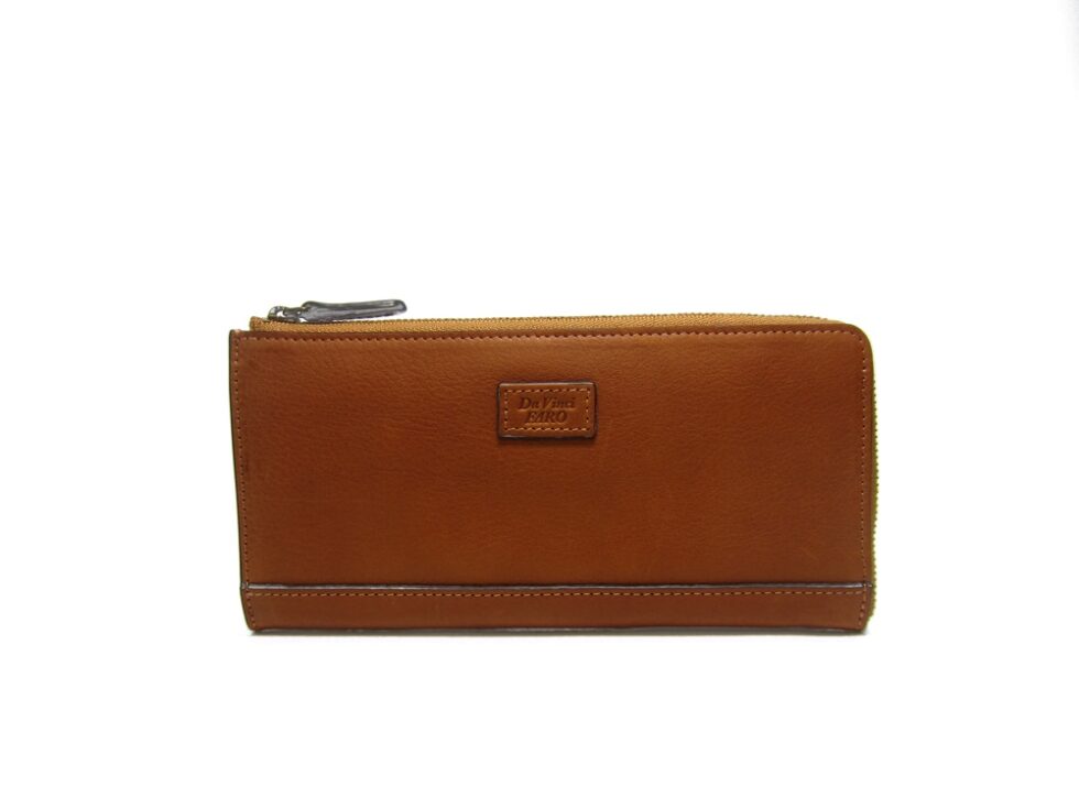 AROMA Mano Wallet L Zip Slim Case COGNAC ダヴィンチファーロ コレクション