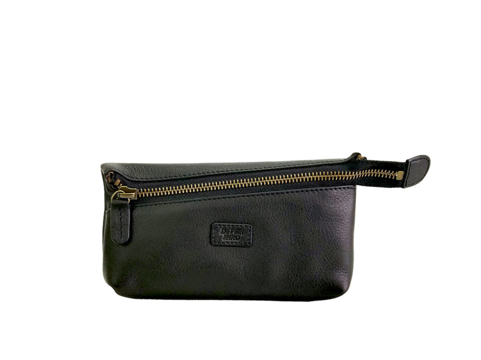 AROMA Leather Goods Zipper Case – L BLACK ダヴィンチファーロ コレクション