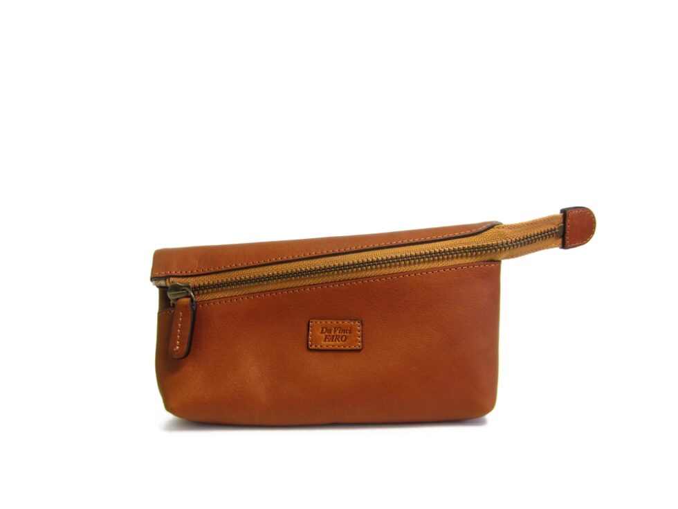 AROMA Leather Goods Zipper Case – L COGNAC ダヴィンチファーロ コレクション