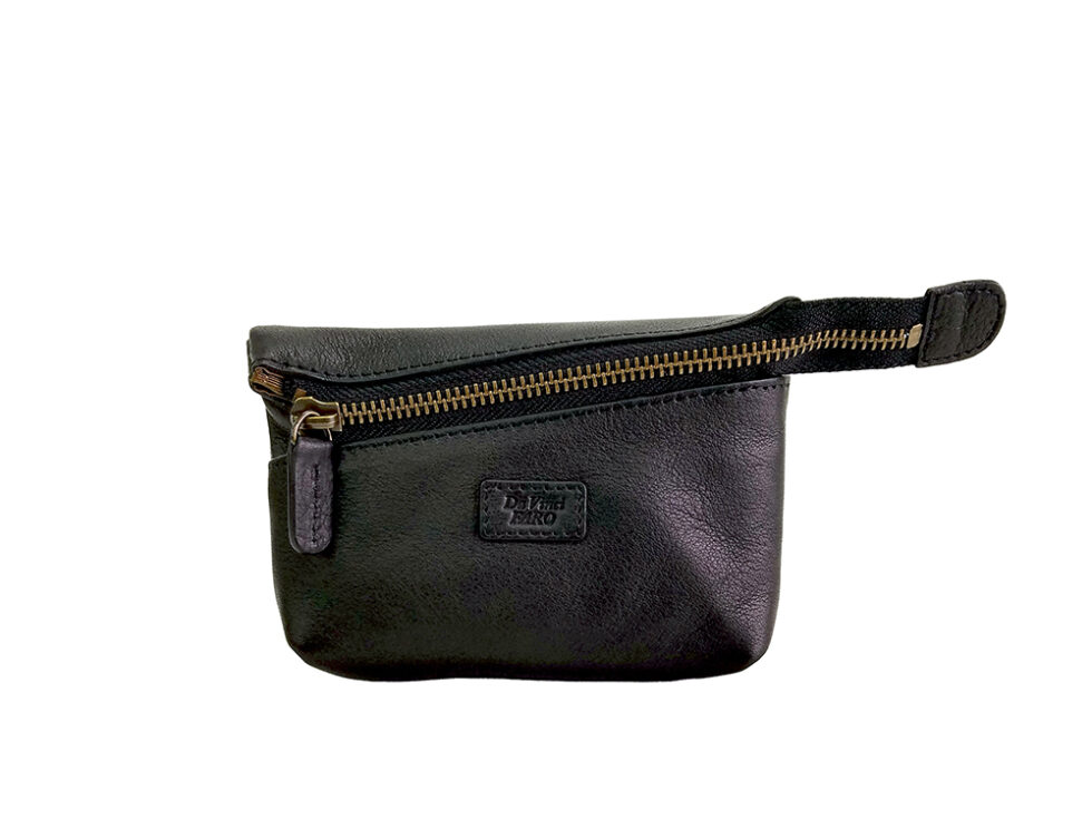 AROMA Leather Goods Zipper Case – M BLACK ダヴィンチファーロ コレクション