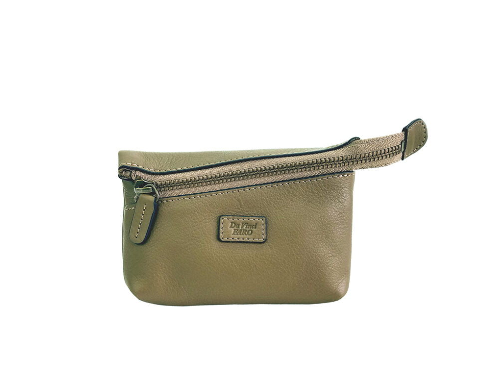 AROMA Leather Goods Zipper Case – M OLIVE ダヴィンチファーロ コレクション