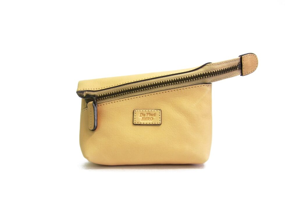AROMA Leather Goods Zipper Case – M NATURAL ダヴィンチファーロ コレクション