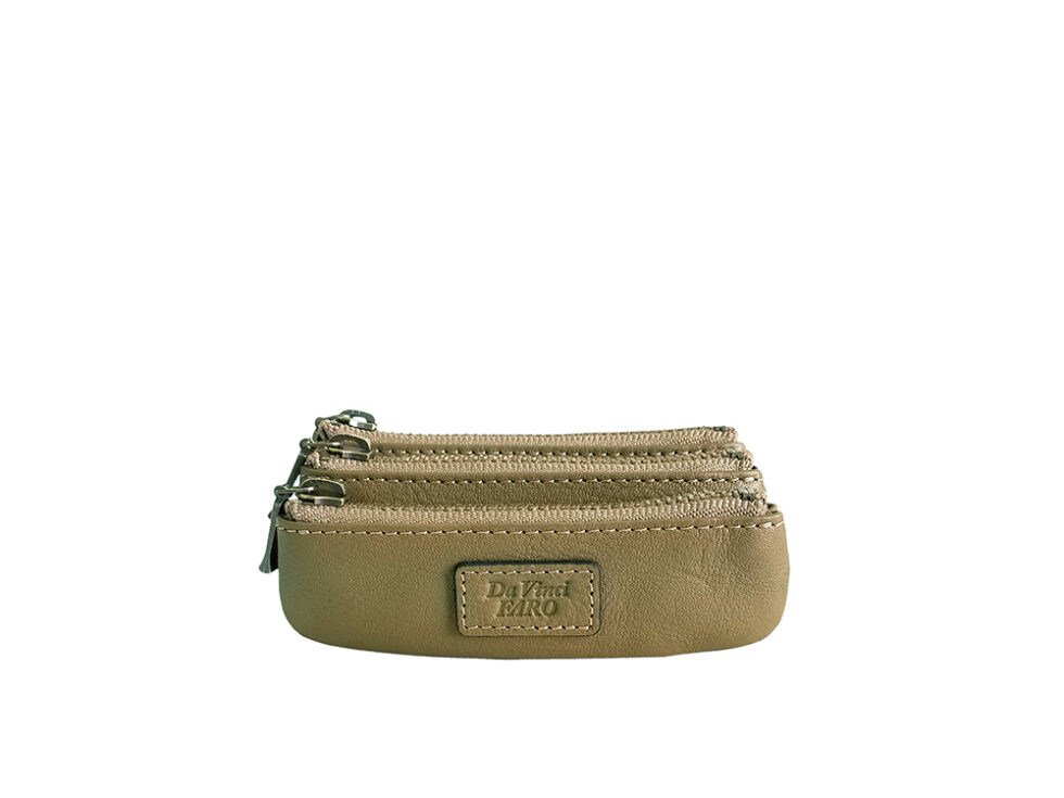 AROMA Leather Goods Triple Zip Case – S OLIVE ダヴィンチファーロ コレクション