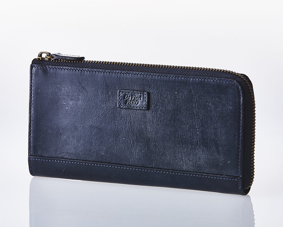 BRIDEL leather Slim Zip Wallet D.NAVY ダヴィンチファーロ コレクション
