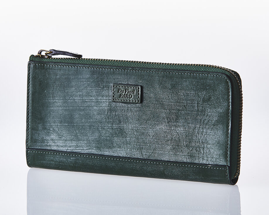 BRIDEL leather Slim Zip Wallet GREEN ダヴィンチファーロ コレクション