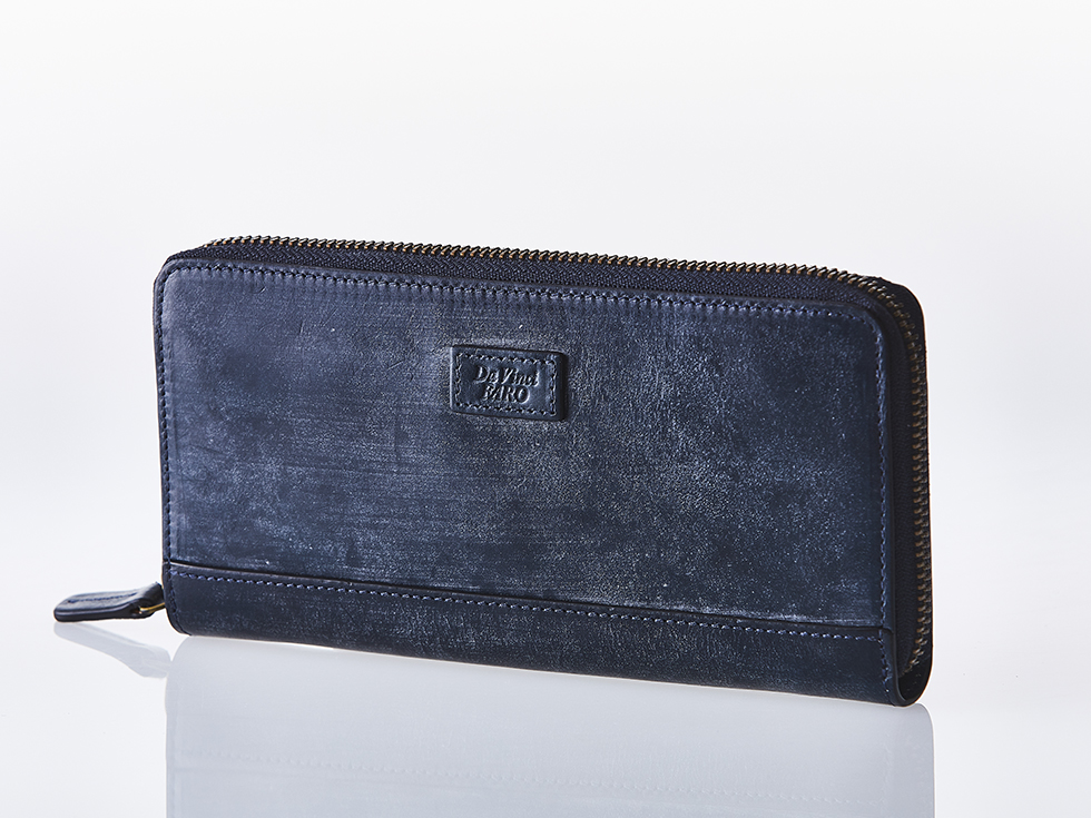 BRIDEL leather Round Zip Wallet D.NAVY ダヴィンチファーロ コレクション