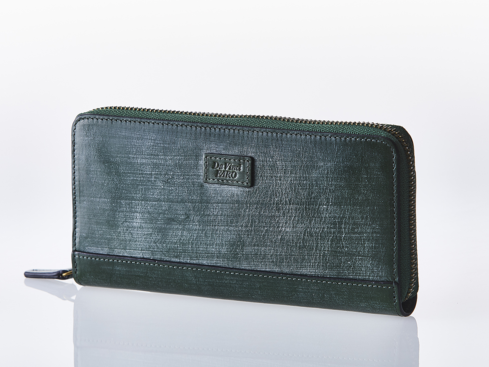 BRIDEL leather Round Zip Wallet GREEN ダヴィンチファーロ コレクション