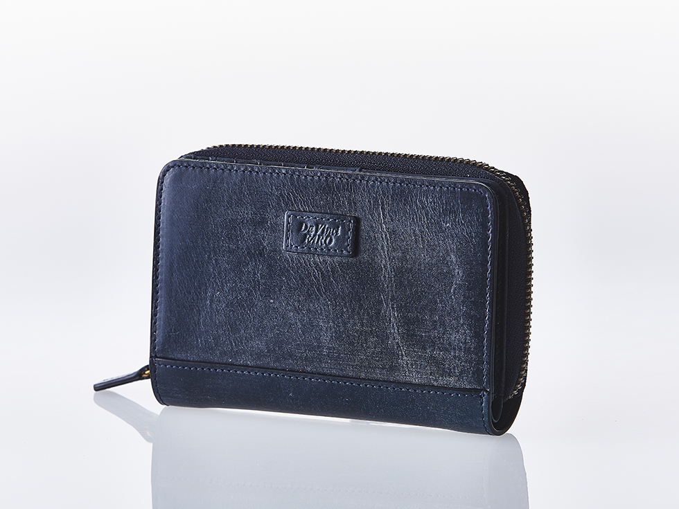 BRIDEL leather Round Zip Wallet D.NAVY ダヴィンチファーロ コレクション