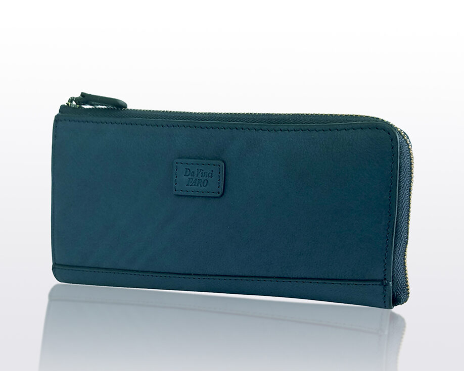AROMA Mano Wallet L Zip Slim Case NAVY ダヴィンチファーロ コレクション