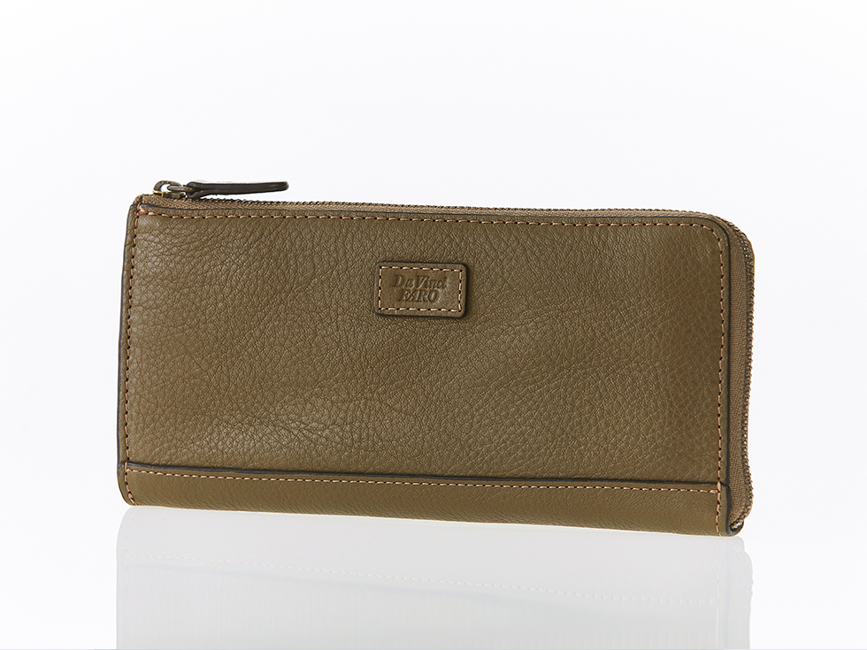 AROMA Mano Wallet L Zip Slim Case OLIVE ダヴィンチファーロ コレクション