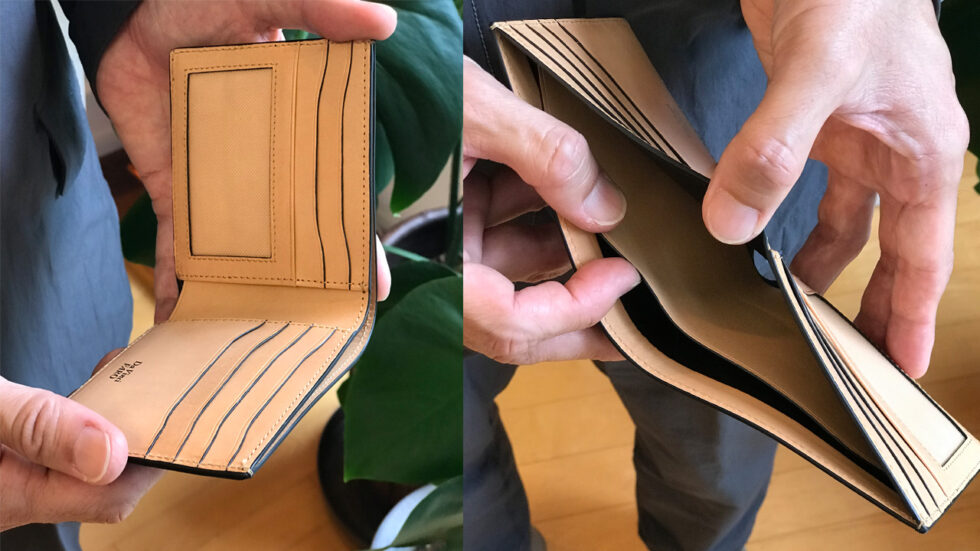 ブライドルレザー二つ折り財布コインケース無し内装