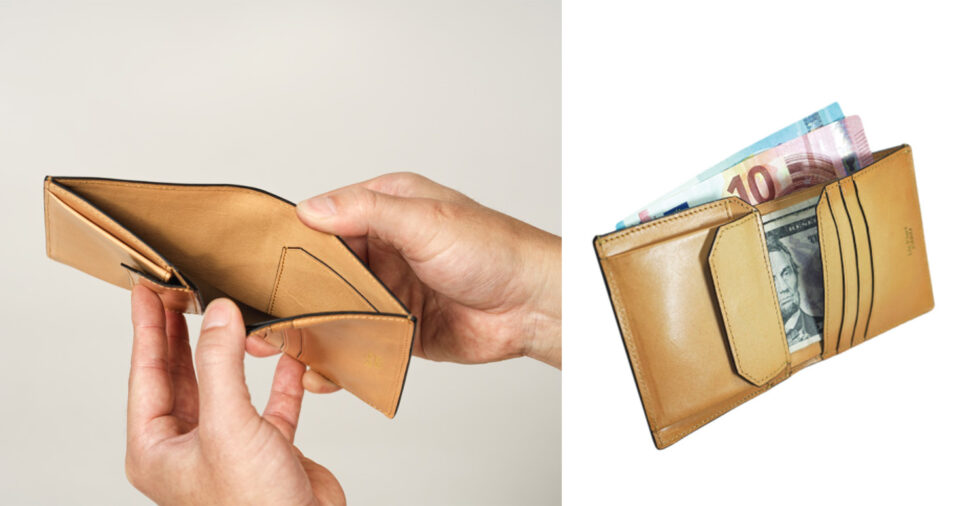 ブライドルレザー二つ折り財布コインケース付き内装