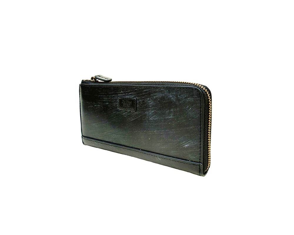 BRIGHTON Oak Bark L-zip Long wallet (wide type) BLACK