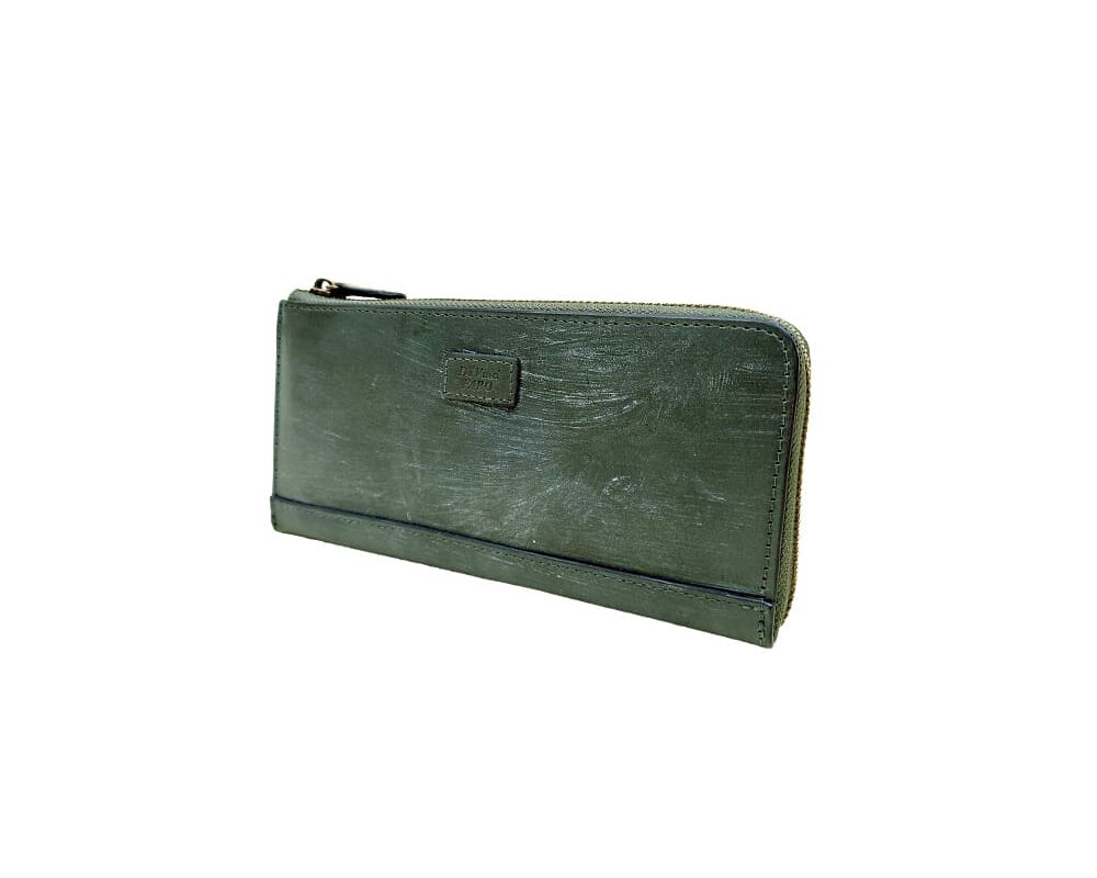 BRIGHTON Oak Bark L-zip Long wallet (wide type) GREEN