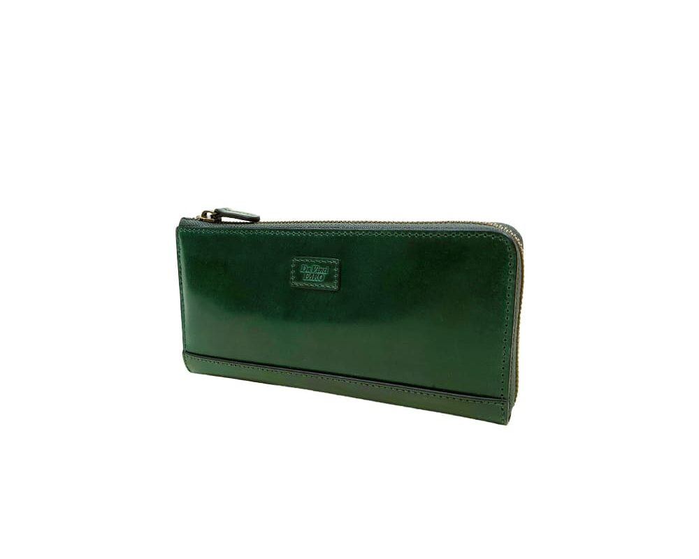 EMILIA Shell Cordovan L-zip Long wallet(wide type) GREEN