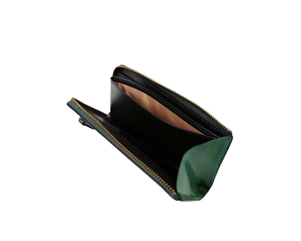 EMILIA Shell Cordovan L-zip Long wallet(wide type) GREEN