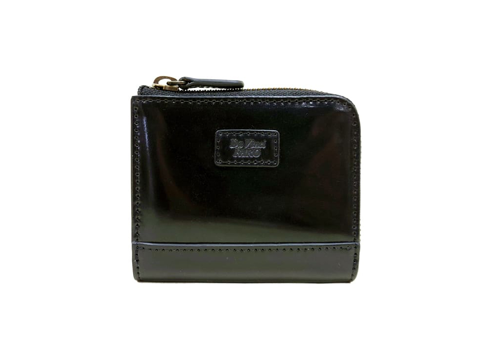 EMILIA Shell Cordovan L-zip Bi fold wallet Black
