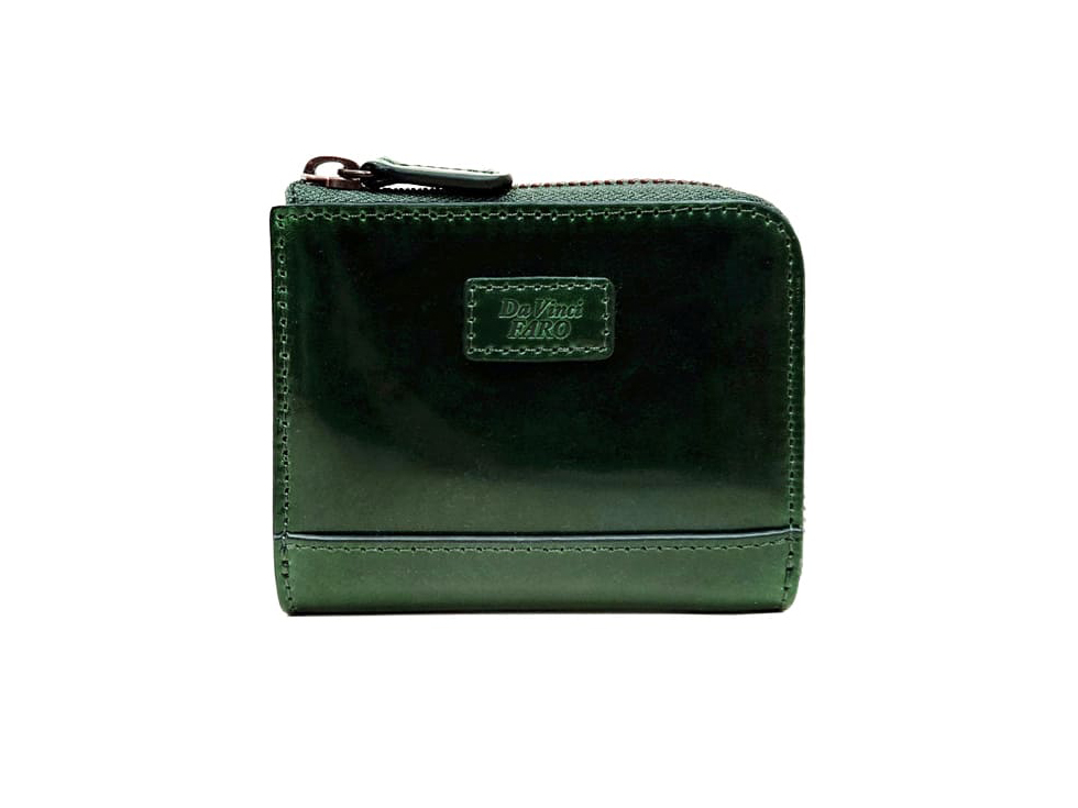 EMILIA Shell Cordovan L-zip Bi fold wallet Green