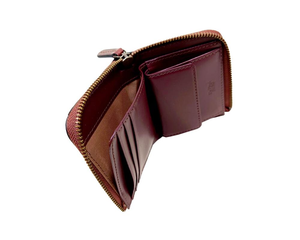 EMILIA Shell Cordovan L-zip Bi fold wallet WINE
