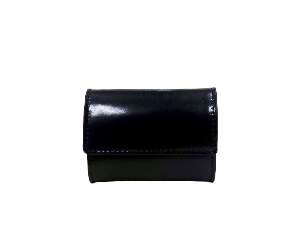 EMILIA Shell Cordovan Flap Mini Wallet BLACK