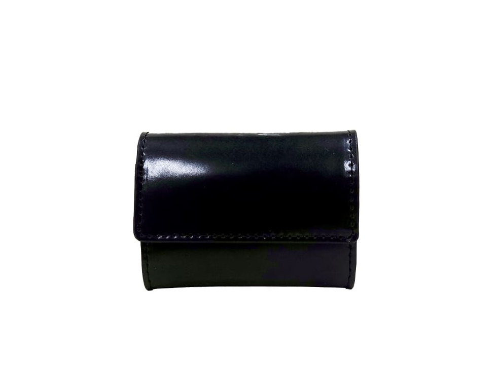 EMILIA Shell Cordovan Flap Mini Wallet Black