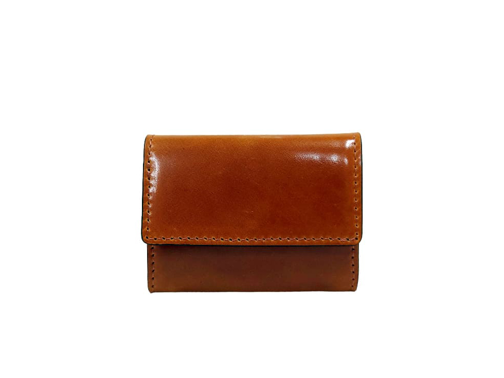 EMILIA Shell Cordovan Flap Mini Wallet Brown