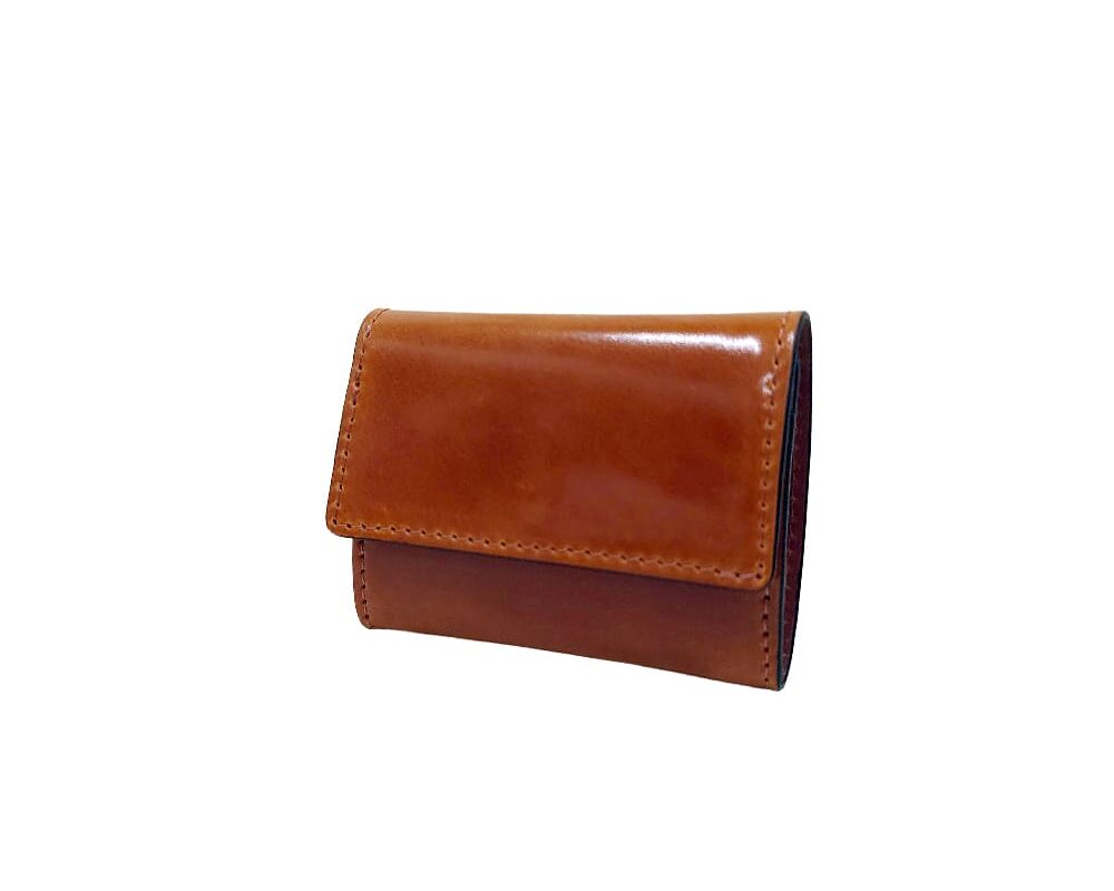 EMILIA Shell Cordovan Flap Mini Wallet BROWN