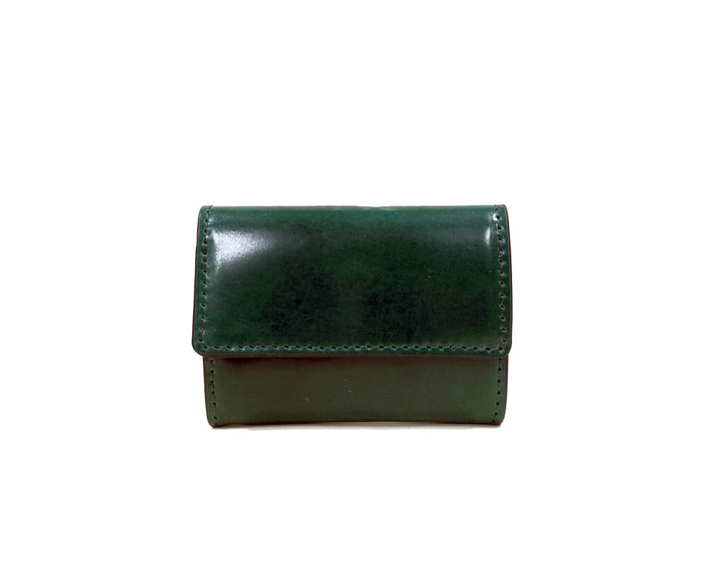 EMILIA Shell Cordovan Flap Mini Wallet GREEN
