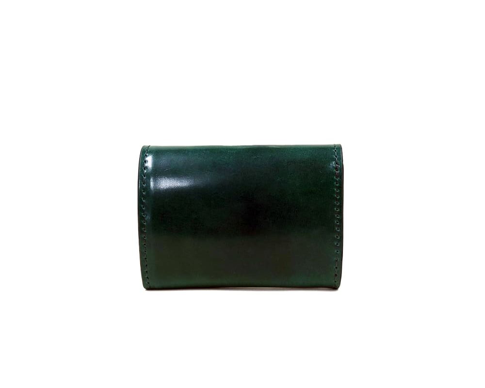 EMILIA Shell Cordovan Flap Mini Wallet GREEN