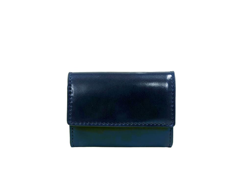 EMILIA Shell Cordovan Flap Mini Wallet NAVY