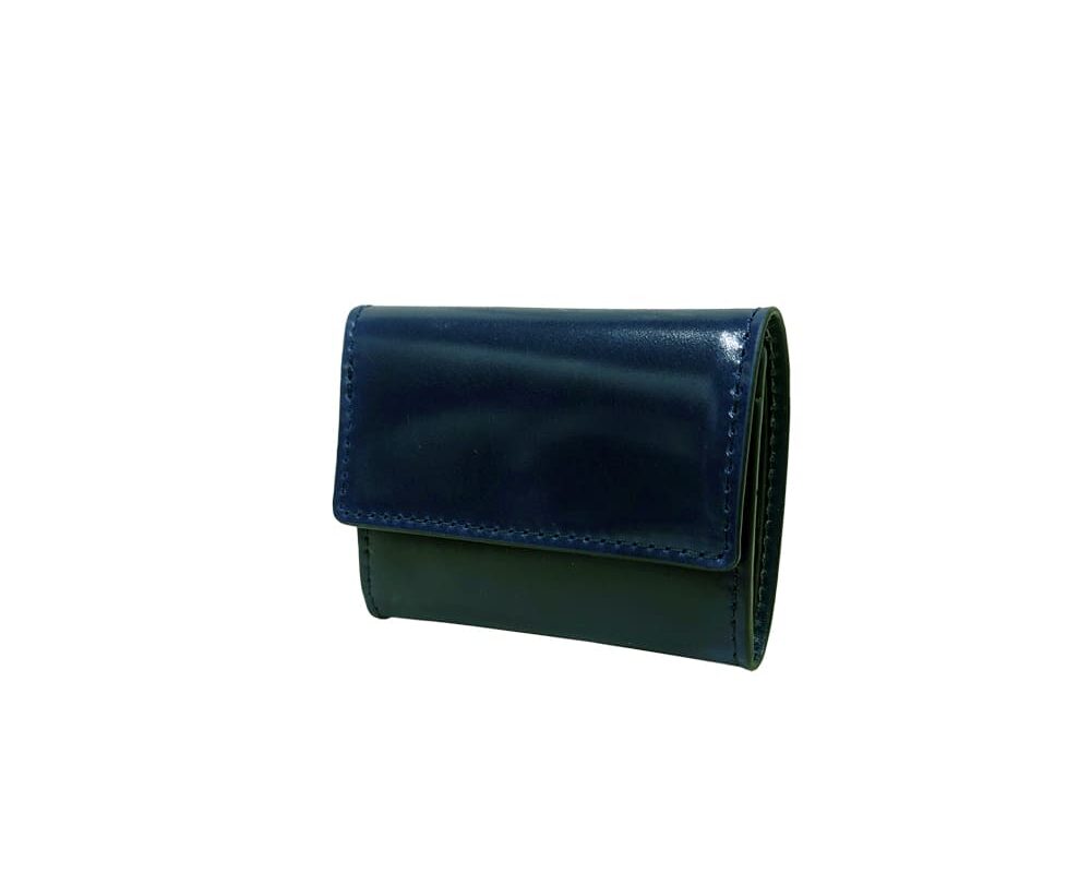 EMILIA Shell Cordovan Flap Mini Wallet NAVY