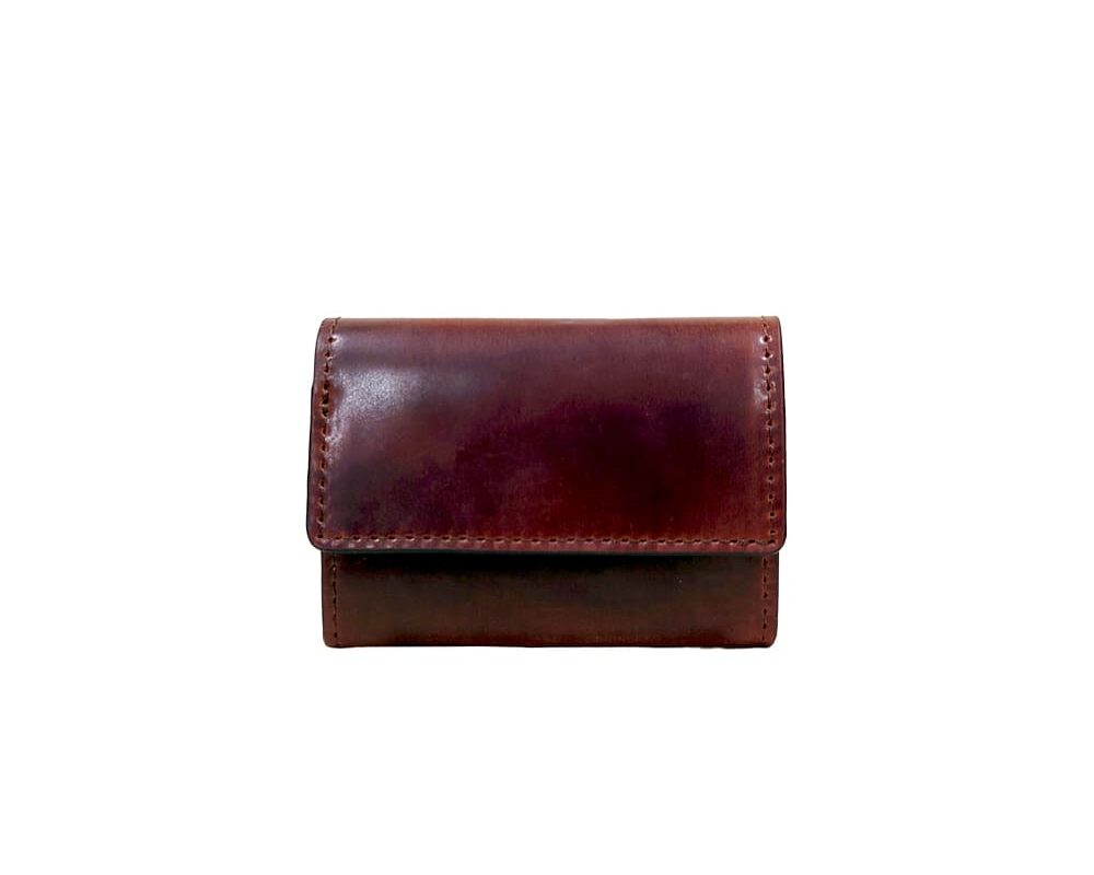 EMILIA Shell Cordovan Flap Mini Wallet WINE