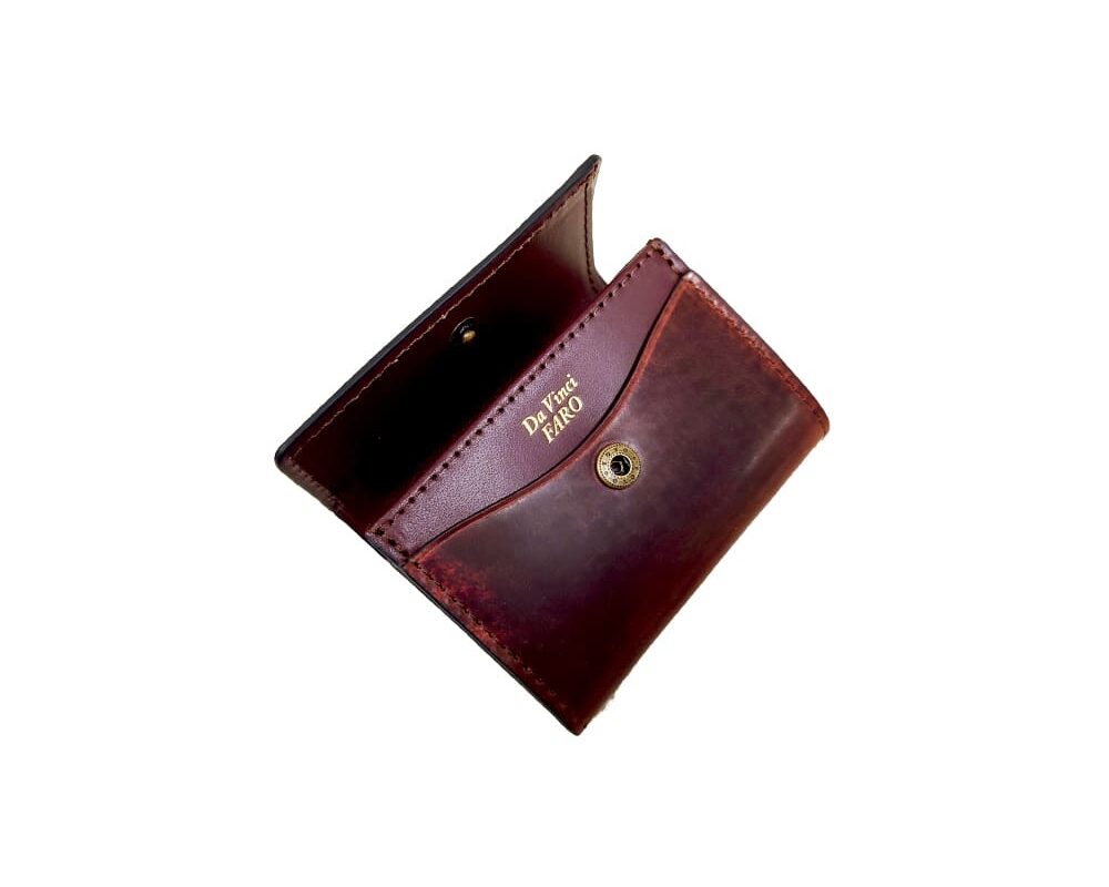 EMILIA Shell Cordovan Flap Mini Wallet WINE