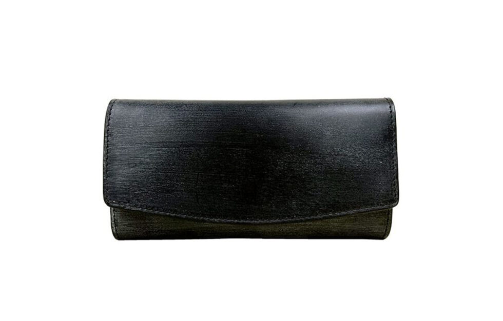 BRIGHTON Oak Bark Flap Long Wallet BLACK