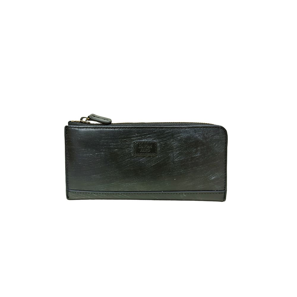 ダヴィンチファーロのコレクション「BRIGHTON Oak Bark L-zip Long wallet (wide type)」BLACK